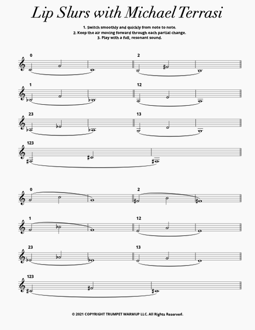 Lip Slurs with Michael Terrasi Trumpet Warmup